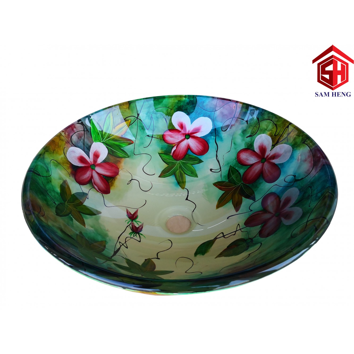 ART GLASS ROUND BASIN (FLOWER) ART GLASS ROUND BASIN (FLOWER)
