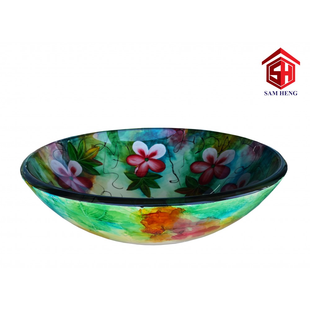 ART GLASS ROUND BASIN (FLOWER) ART GLASS ROUND BASIN (FLOWER)