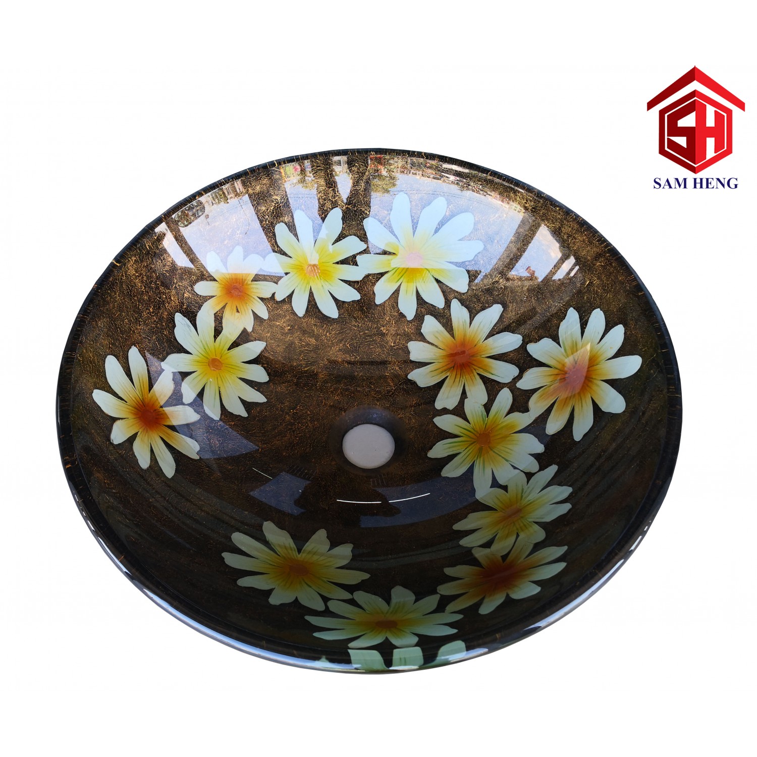 ART GLASS ROUND BASIN (FLOWER) ART GLASS ROUND BASIN (FLOWER)