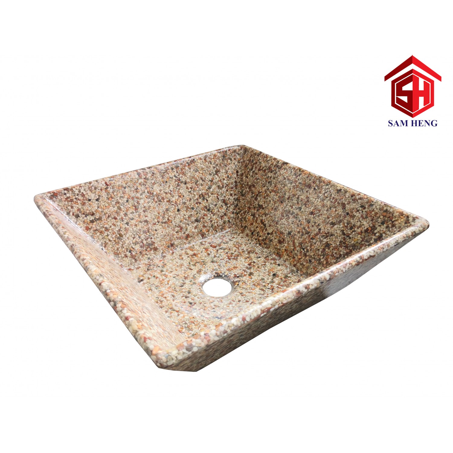SQUARE PEBBLE BASIN - BEIGE  SQUARE PEBBLE BASIN - BEIGE