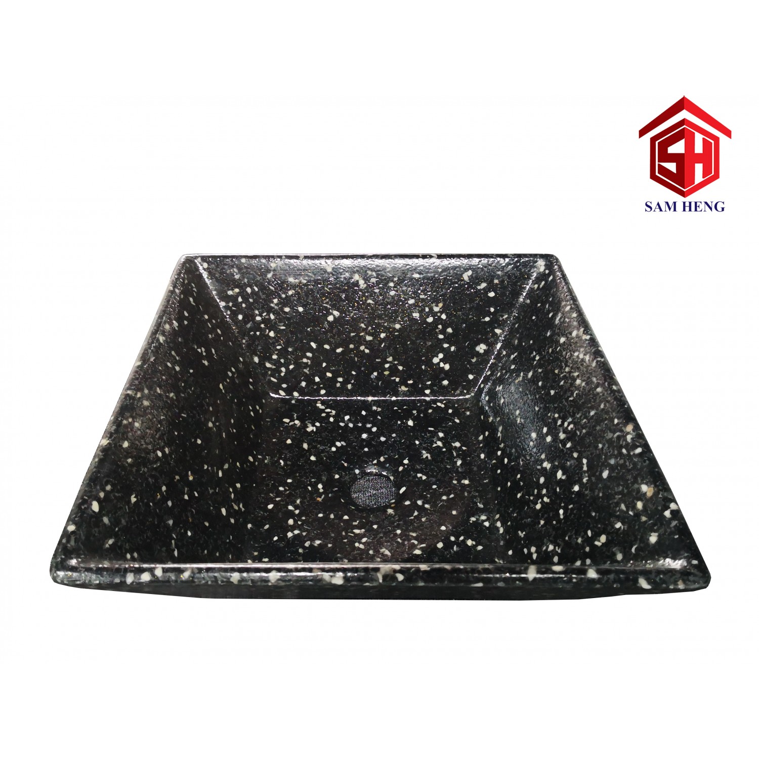 SQUARE PEBBLE BASIN - DARK BLACK SQUARE PEBBLE BASIN - DARK BLACK