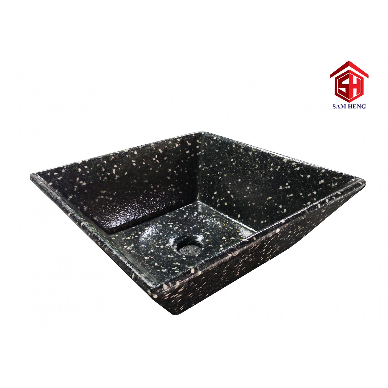 SQUARE PEBBLE BASIN - DARK BLACK SQUARE PEBBLE BASIN - DARK BLACK