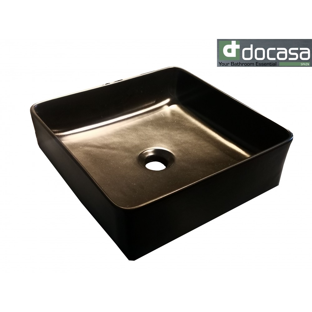 DOCASA BLACK CERAMIC SQUARE BASIN
