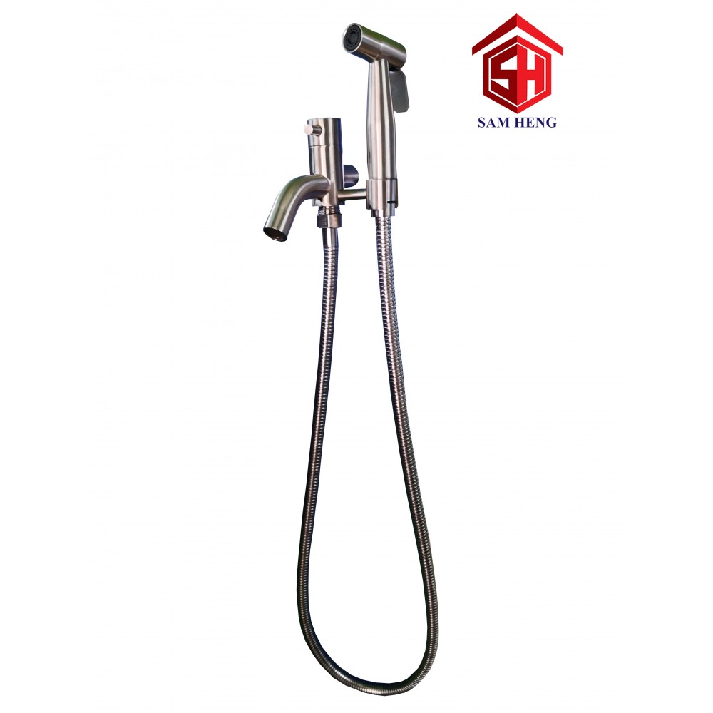 WALL TWO WAY TAP C/W HAND BIDET & 1.2M FLEXIBLE HOSE