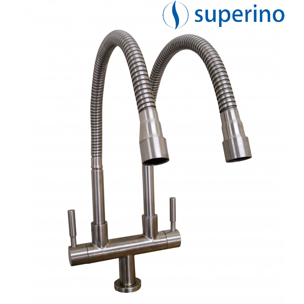 KITCHEN SINK PILLAR COLD TAP DOUBLE FLEXIBLE, SINGLE LEVER SATIN KITCHEN SINK PILLAR COLD TAP DOUBLE FLEXIBLE, SINGLE LEVER SATIN