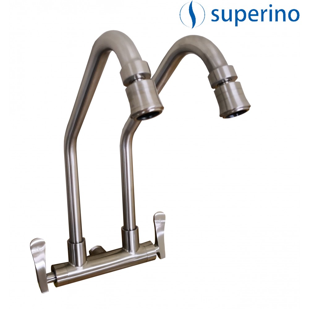 KITCHEN SINK WALL COLD TAP DOUBLE LEVER SATIN