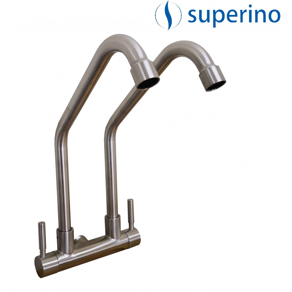 KITCHEN SINK WALL COLD TAP DOUBLE LEVER SATIN