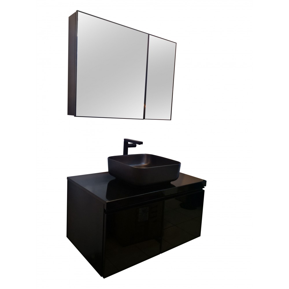 BASIN CABINET BLACK TOP BLACK CABINET 800MM