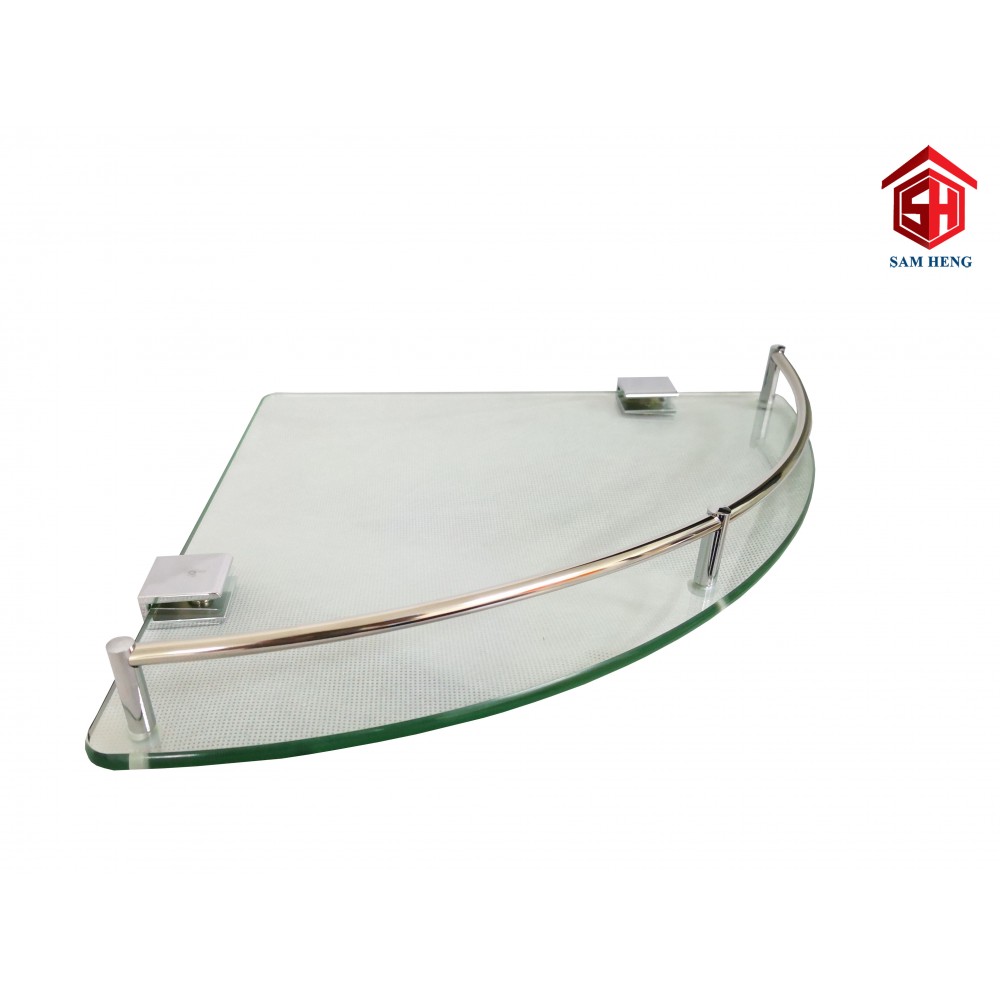 SGS13 28CM CORNER GLASS SHELF (CLEAR)