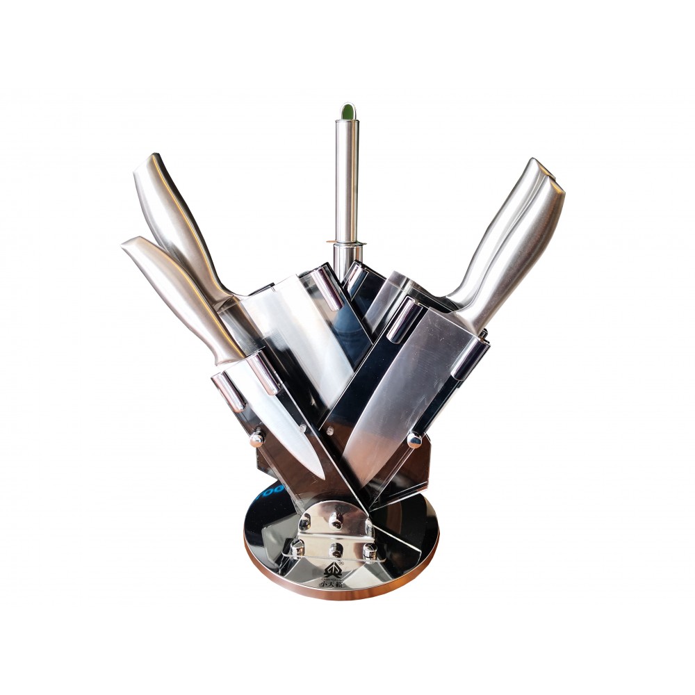 SKS0411 KITCHEN 4PCS STAINLESS STEEL KNIVES & SCISSOR SET WITH TRAY