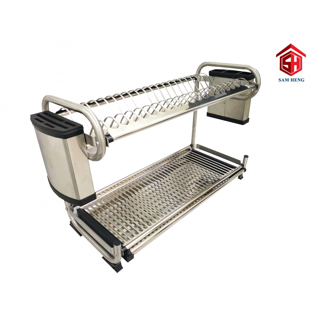 DESKTOP/WALL STAINLESS STEEL DISH RACK WITH TRAYS