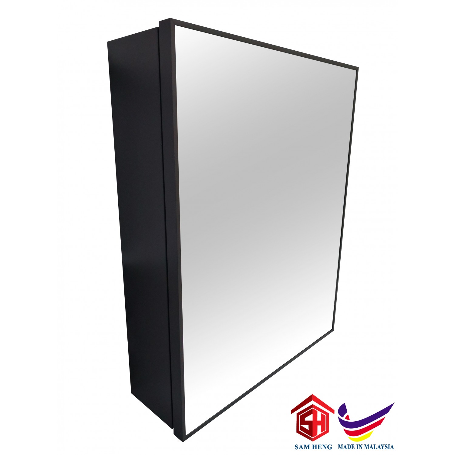 SMC-B4(2) Bathroom Aluminium Mirror Cabinet,Powder Coated Matte Black 500mm(H)X400mm(W)x122mm(D)/ Bilik Mandi Aluminium Cermin Kabinet Bersalut Serbuk 