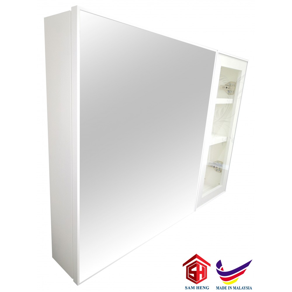 SMC-W4(XL)-SC ALUMINIUM MIRROR CABINET, MATTE WHITE 593mm(H)x900mm(W)x122mm(D)