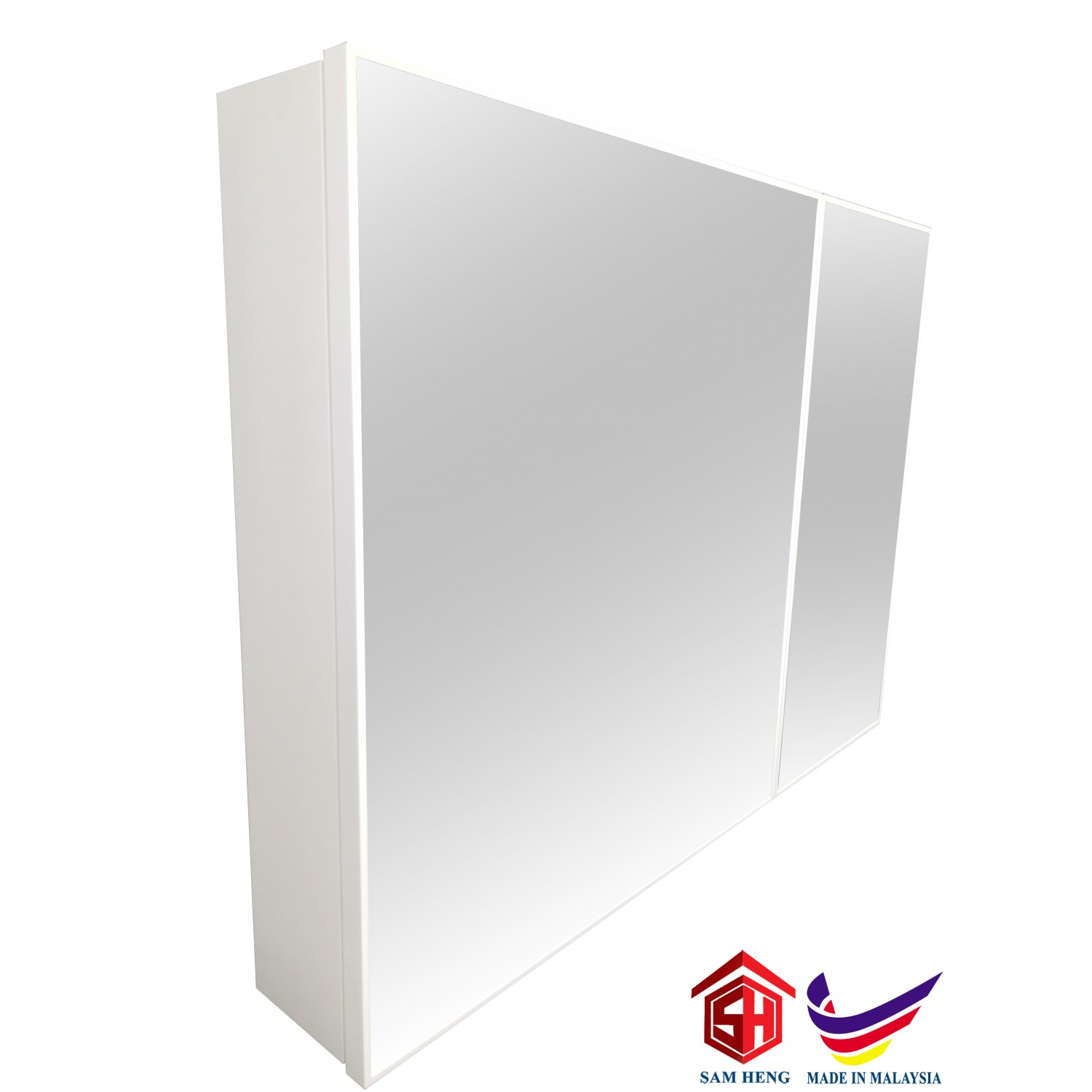 SMC-W4(XL) Bathroom Aluminium Mirror Cabinet,Powder Coated Matte White 593mm(H)x900mm(W)x122mm(D) / Bilik Mandi Aluminium Cermin Kabinet Bersalut Serbuk 