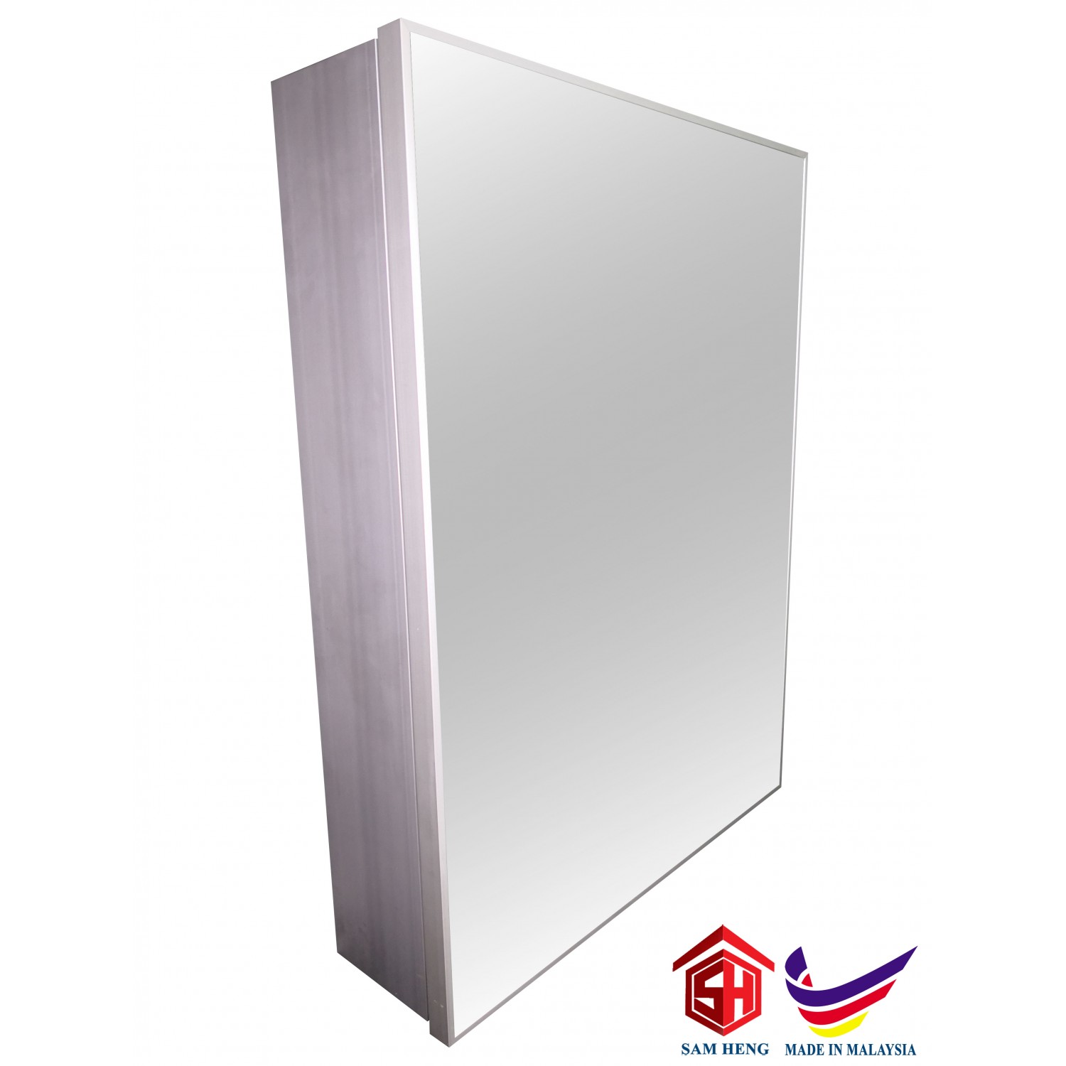 SMC-S4(M) Bathroom Aluminium Mirror Cabinet,Silver NA 800mm(H)x600mm(W)x122mm(D)/ Bilik Mandi Aluminium Cermin Kabinet Bersalut Serbuk 