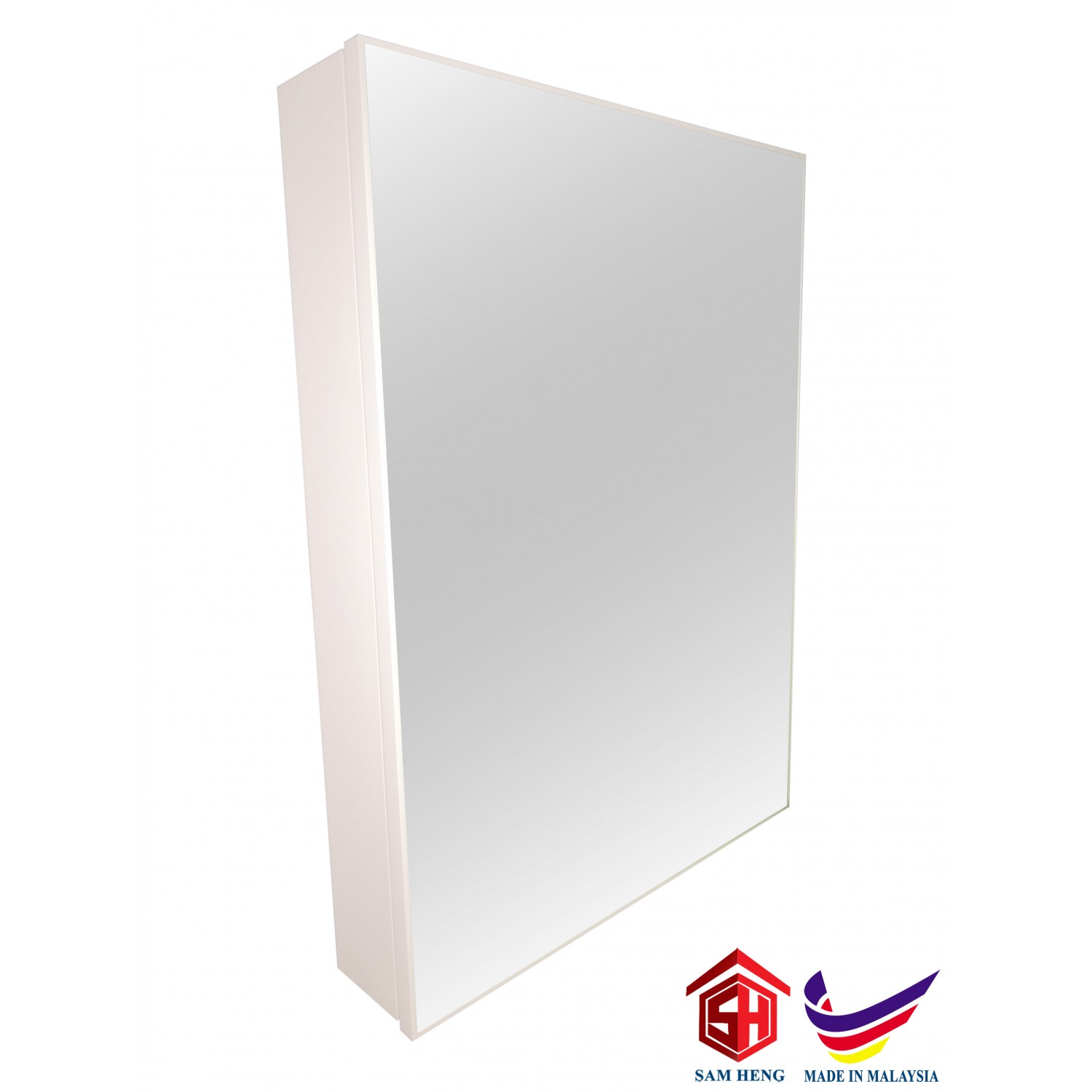SMC-W4(M) Bathroom Aluminium Mirror Cabinet,Powder Coated Matte White 800mm(H)x600mm(W)x122mm(D)/ Bilik Mandi Aluminium Cermin Kabinet Bersalut Serbuk 