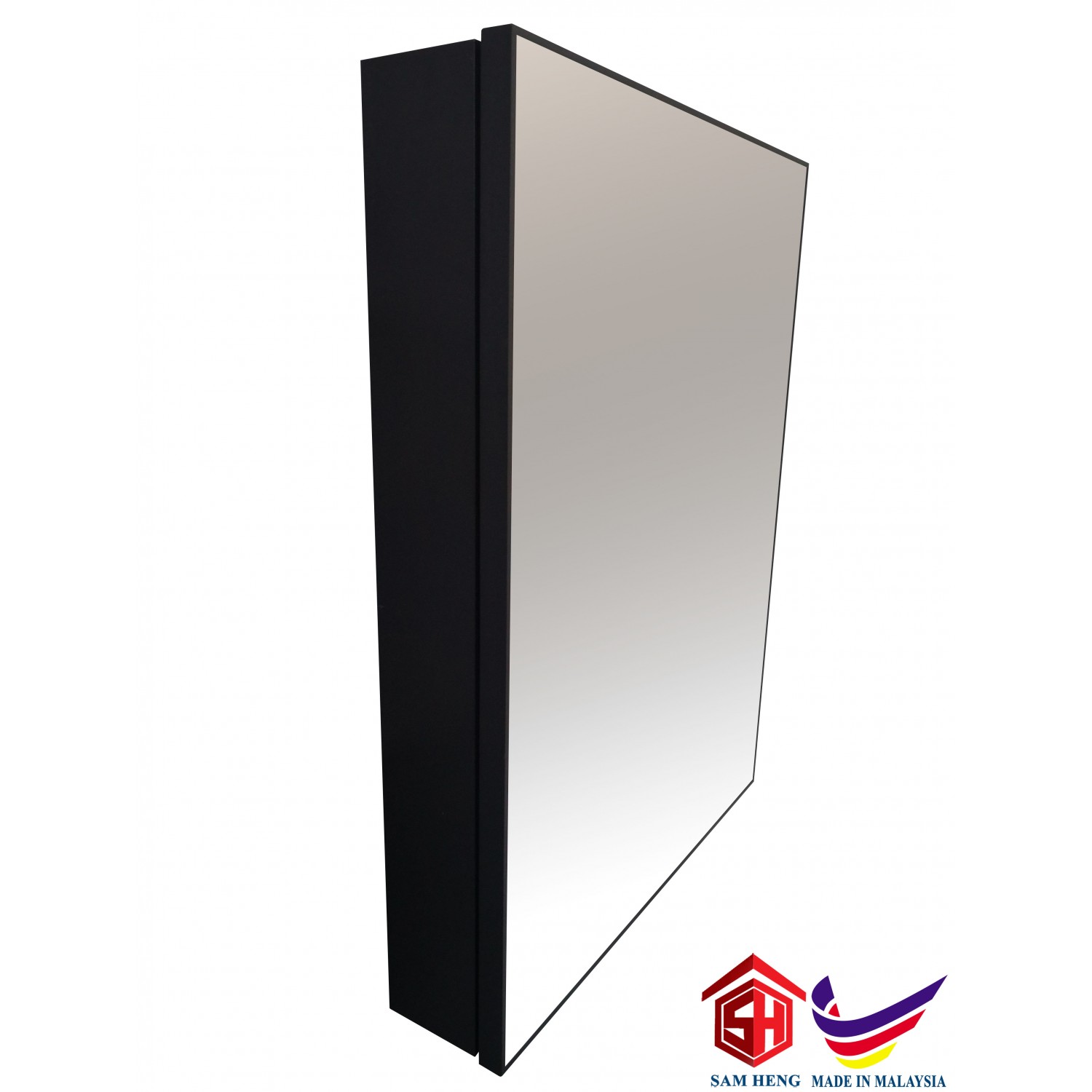 SMC-B4(S) Bathroom aluminium mirror cabinet,powder coated matte black 593mm(H)x445mm(W)x122mm(D)/ Bilik Mandi Aluminium Cermin Kabinet Bersalut Serbuk 
