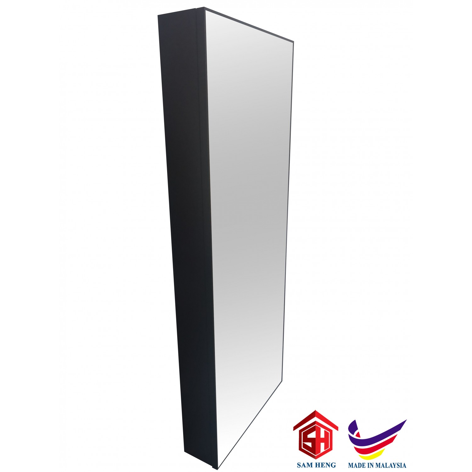 SMC-B4FL ALUMINIUM MIRROR CABINET, MATTE BLACK 1182mm(H)x445mm(W)x122mm(D) 	