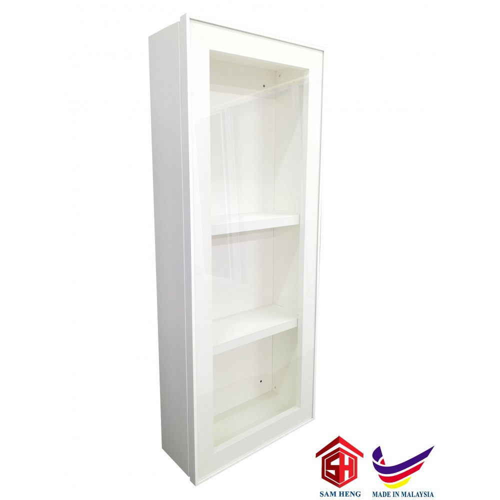 SMC-W4SC-C ALUMINIUM CABINET, POWDER COATED MATTE WHITE, CLEAR GLASS 800mm(H)x325mm(W)x122mm(D) 