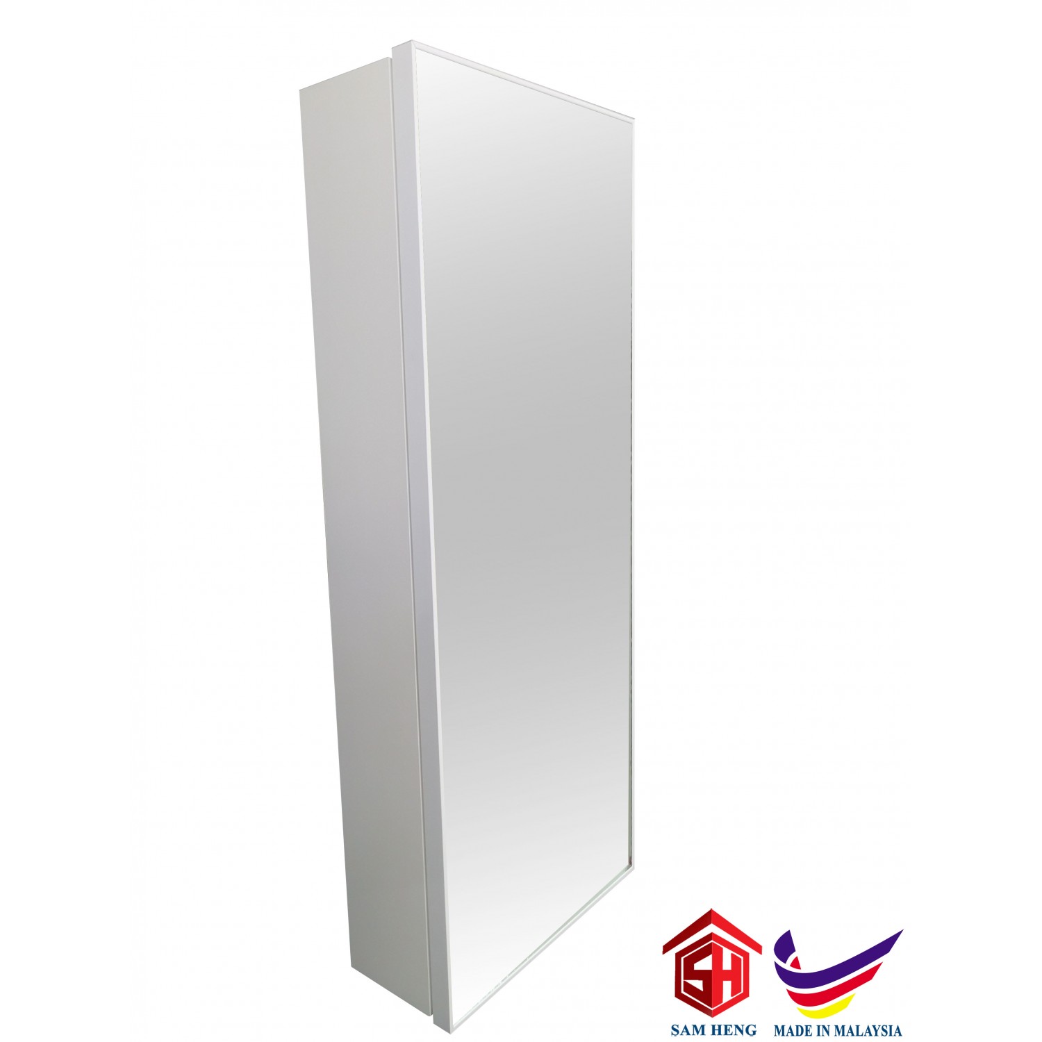 SMC-W4SC-M Bathroom Aluminium Mirror Cabinet,Powder Coated Matte White 800mm(H)x325mm(W)x122mm(D) /Aluminium Kabinet Bersalut Serbuk
